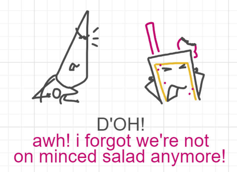 A panel from What's The Point, episode five of the Board Boards object show by Furretwalk/WalkingFurret.